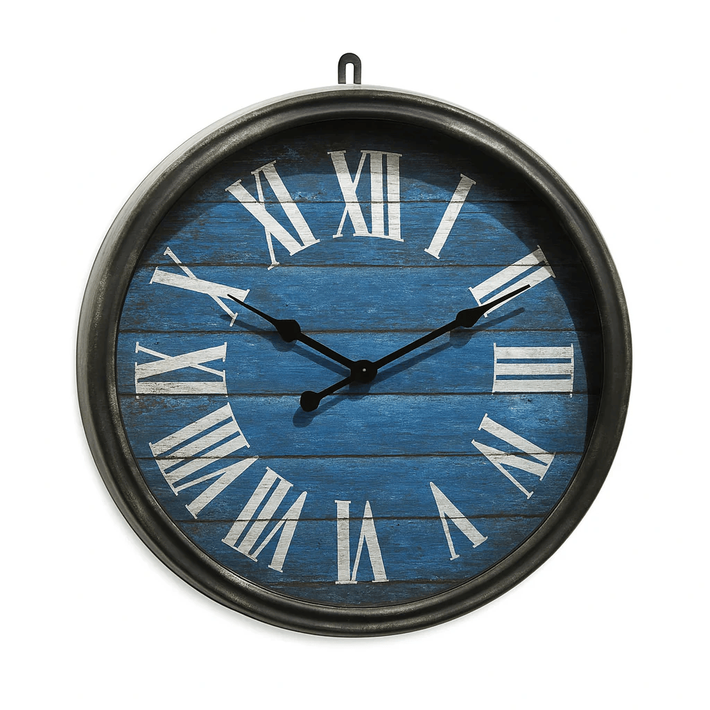 Feng Deco Blue Nautical Wall Clock with Roman Numerals 14 Inch
