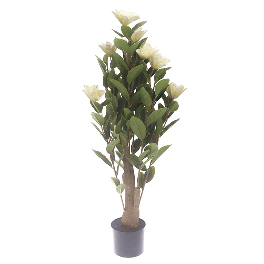 Feng Deco Green Artificial Flowering Plant in Black Pot 33 Inch