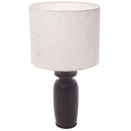 Feng Deco Wooden Rustic Table Lamp with Fabric Shade