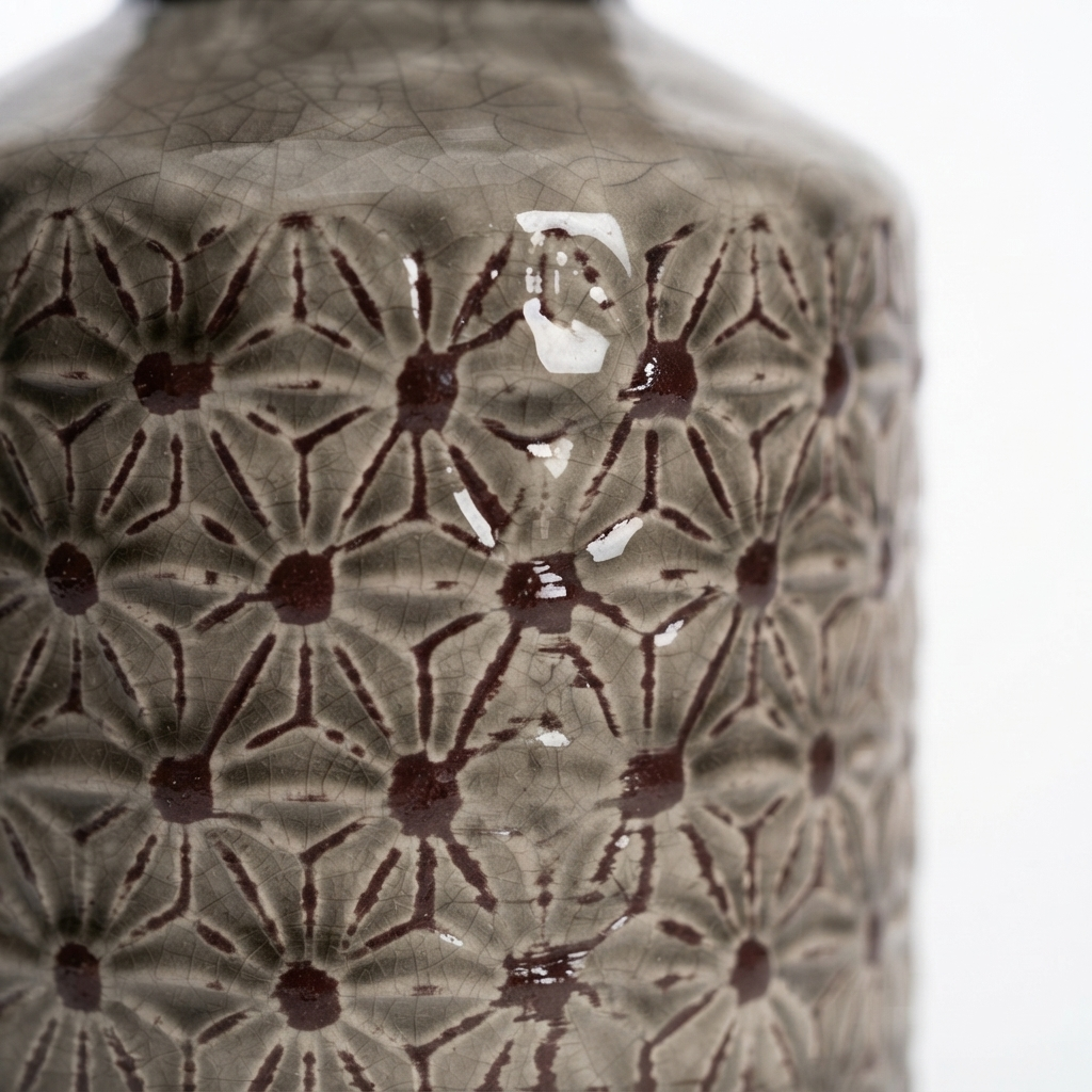 Textured Ceramic Decorative Vase for Table and Shelf Display