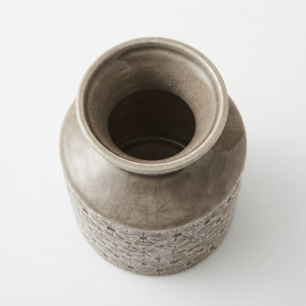 Textured Ceramic Decorative Vase for Table and Shelf Display